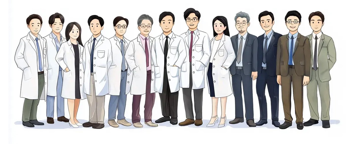 1. 이학박사(한방재료가공) - 김종학 2. 이학박사(한방신소재) - 안종찬 3. 한의학박사 - 서민영 4. 의사(의학박사) - 유창훈 5. 약사 - 안운태 6. 이학박사(생화학) - 이동욱 7. 이학박사(한방바이오) - 공병만 8. 한의사(한의학박사) - 이범수 9. 영양사 - 유정현 10. 회계사 - 안형문 11. 법학박사(특허/상표) - 민경만 12. 변호사 - 김홍석 13.교수(산업디자인) - 고광준